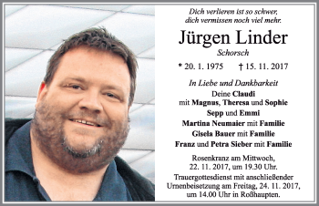 Traueranzeige von Jürgen Linder von Allgäuer Zeitung, Füssen