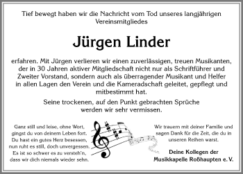 Traueranzeige von Jürgen Linder von Allgäuer Zeitung, Füssen