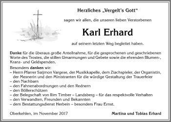 Traueranzeige von Karl Erhard von Allgäuer Zeitung