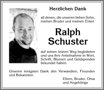 Traueranzeige von Ralph Schuster von Allgäuer Zeitung,Kempten