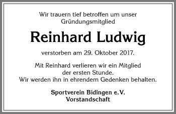 Traueranzeige von Reinhard Ludwig von Allgäuer Zeitung, Marktoberdorf