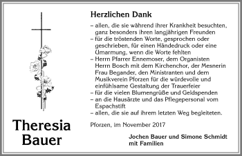 Traueranzeige von Theresia Bauer von Allgäuer Zeitung, Kaufbeuren/Buchloe