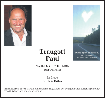 Traueranzeige von Traugott Paul von Allgäuer Anzeigeblatt