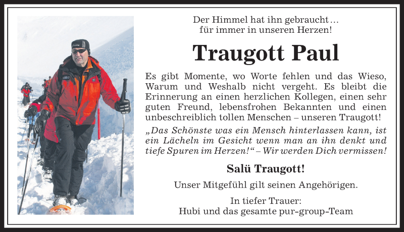  Traueranzeige für Traugott Paul vom 25.11.2017 aus Allgäuer Anzeigeblatt