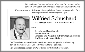 Traueranzeige von Wilfried Schuchard von Allgäuer Zeitung,Kempten