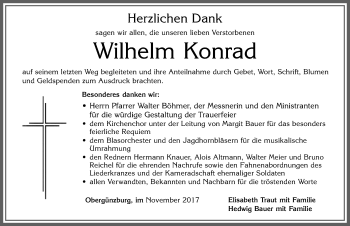 Traueranzeige von Wilhelm Konrad von Allgäuer Zeitung, Marktoberdorf