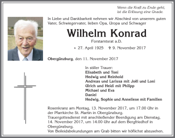 Traueranzeige von Wilhelm Konrad von Allgäuer Zeitung, Marktoberdorf