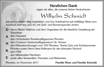 Traueranzeige von Wilhelm Schmidt von Allgäuer Zeitung, Füssen