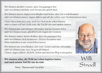 Traueranzeige von Willi Strodl von Allgäuer Zeitung, Füssen