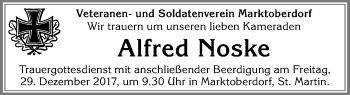 Traueranzeige von Alfred Noske von Allgäuer Zeitung, Marktoberdorf