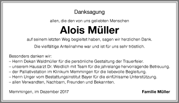 Traueranzeige von Alois Müller von Memminger Zeitung