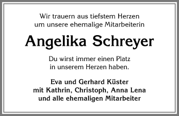 Traueranzeige von Angelika Schreyer von Allgäuer Zeitung, Marktoberdorf