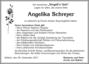 Traueranzeige von Angelika Schreyer von Allgäuer Zeitung, Marktoberdorf
