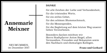 Traueranzeige von Annemarie Meixner von Allgäuer Anzeigeblatt