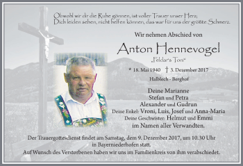 Traueranzeige von Anton Hennevogel von Allgäuer Zeitung, Füssen