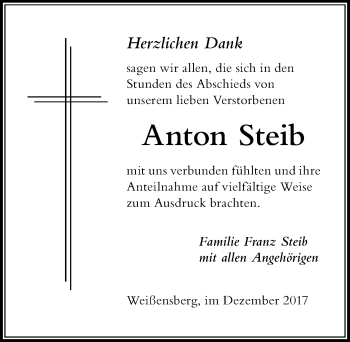 Traueranzeige von Anton Steib von Der Westallgäuer