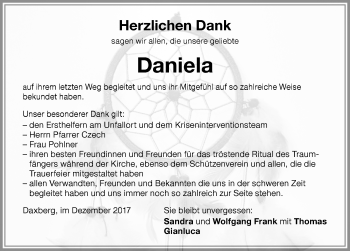 Traueranzeige von Daniela  von Memminger Zeitung
