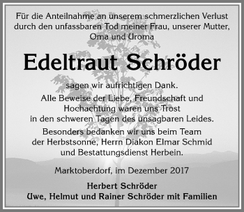 Traueranzeige von Edeltraut Schröder von Allgäuer Zeitung, Marktoberdorf