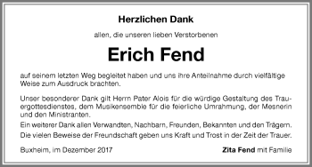 Traueranzeige von Erich Fend von Memminger Zeitung