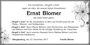 Traueranzeige von Ernst Blomer von Allgäuer Zeitung, Marktoberdorf
