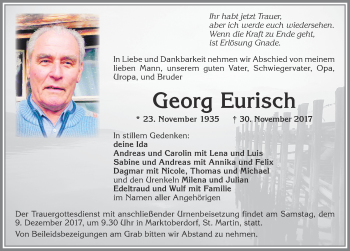 Traueranzeige von Georg Eurisch von Allgäuer Zeitung, Marktoberdorf