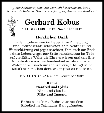 Traueranzeige von Gerhard Kobus von Allgäuer Anzeigeblatt