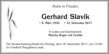 Traueranzeige von Gerhard Slavik von Allgäuer Zeitung, Kaufbeuren/Buchloe