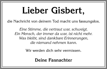 Traueranzeige von Gisbert  von Allgäuer Zeitung, Marktoberdorf
