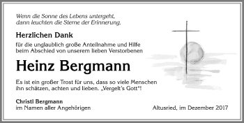 Traueranzeige von Heinz Bergmann von Allgäuer Zeitung,Kempten