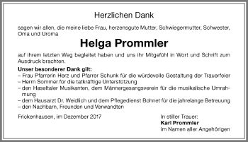 Traueranzeige von Helga Prommler von Memminger Zeitung
