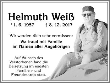 Traueranzeige von Helmuth Weiß von Allgäuer Zeitung,Kempten