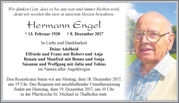 Traueranzeige von Hermann Engel von Allgäuer Zeitung, Marktoberdorf