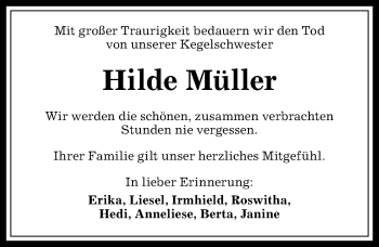 Traueranzeige von Hilde Müller von Allgäuer Anzeigeblatt