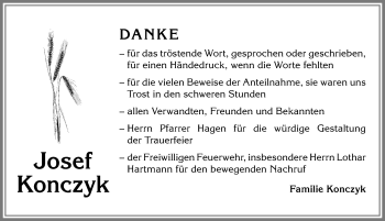 Traueranzeige von Josef Konczyk von Allgäuer Zeitung, Kaufbeuren/Buchloe