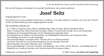 Traueranzeige von Josef Seitz von Allgäuer Zeitung
