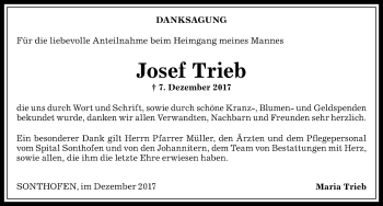 Traueranzeige von Josef Trieb von Allgäuer Anzeigeblatt