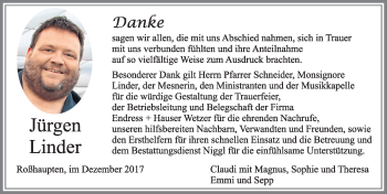 Traueranzeige von Jürgen Linder von Allgäuer Zeitung, Füssen