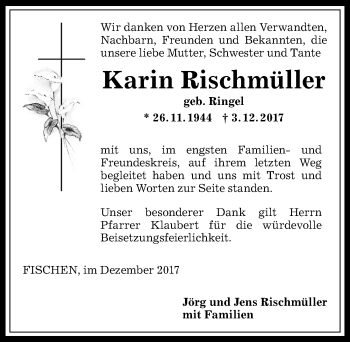 Traueranzeige von Karin Rischmüller von Allgäuer Anzeigeblatt