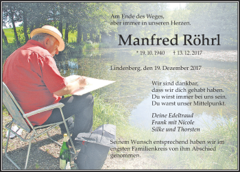 Traueranzeige von Manfred Röhrl von Der Westallgäuer