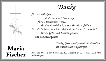 Traueranzeige von Maria Fischer von Allgäuer Zeitung,Kempten