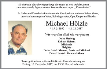 Traueranzeige von Michael Hölzle von Allgäuer Zeitung, Füssen