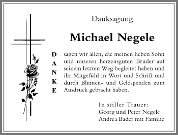 Traueranzeige von Michael Negele von Memminger Zeitung