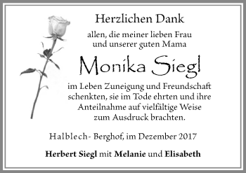 Traueranzeige von Monika Siegl von Allgäuer Zeitung, Füssen