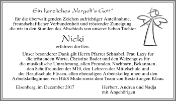 Traueranzeige von Niki  von Allgäuer Zeitung, Füssen