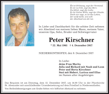 Traueranzeige von Peter Kirschner von Allgäuer Zeitung