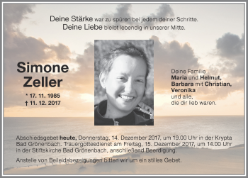 Traueranzeige von Simone Zeller von Memminger Zeitung