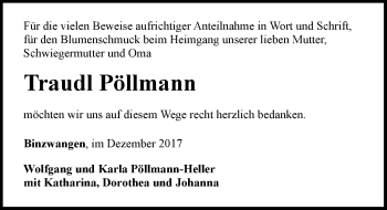 Traueranzeige von Traudl Pöllmann von Allgäuer Zeitung,Kempten