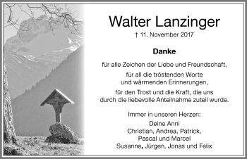 Traueranzeige von Walter Lanzinger von Memminger Zeitung