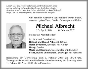 Traueranzeige von Michael Albrecht von Allgäuer Zeitung