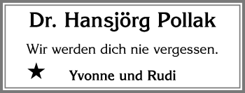 Traueranzeige von Hansjörg Pollak von Allgäuer Zeitung, Kaufbeuren/Buchloe